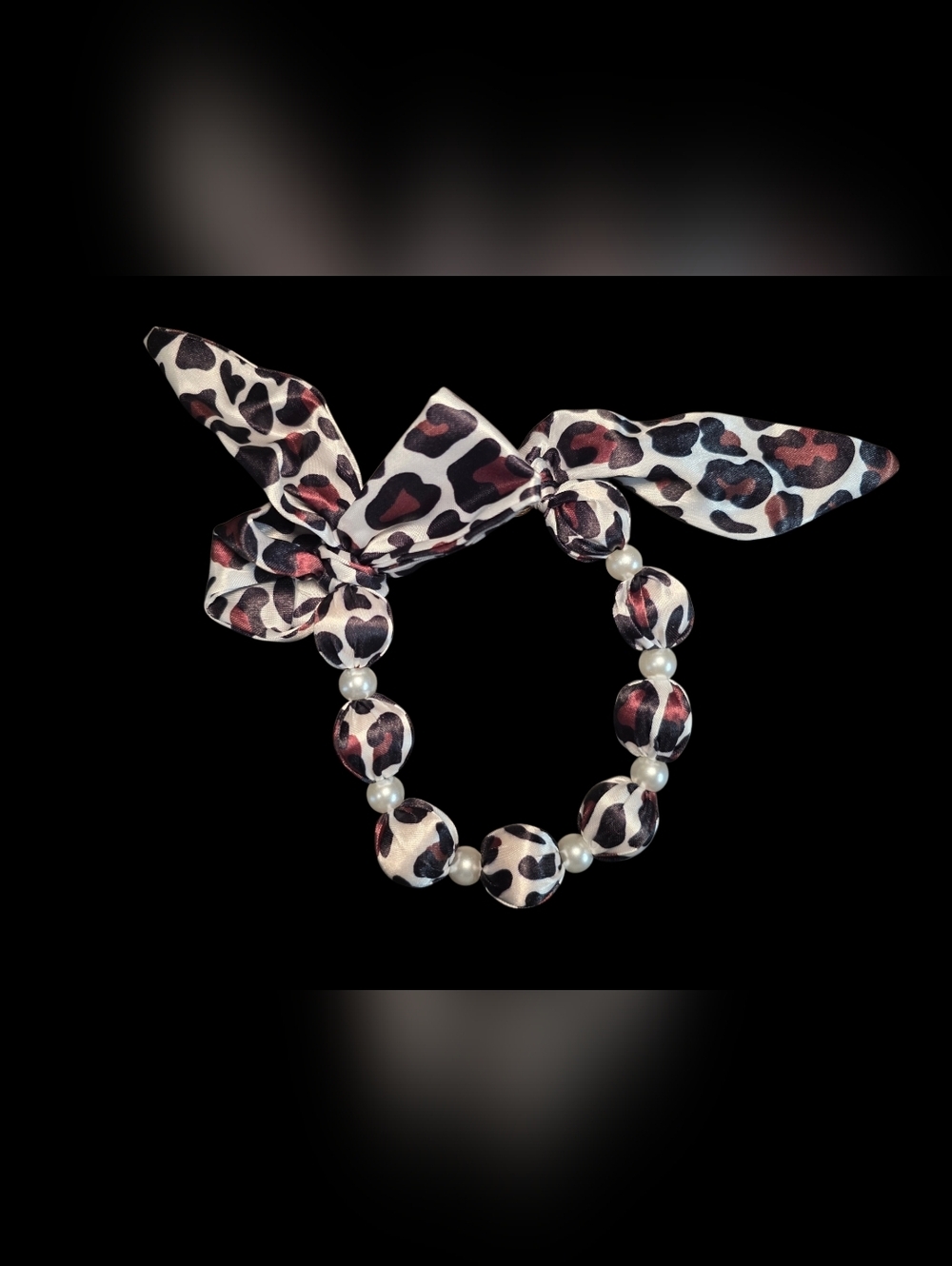 Satin Beaded Ribbon Phone Wristlet Bracelet in Brown And Black